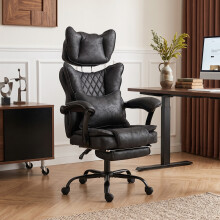 HOMCOM Big and Tall Office Chair with Lumbar Support, Black