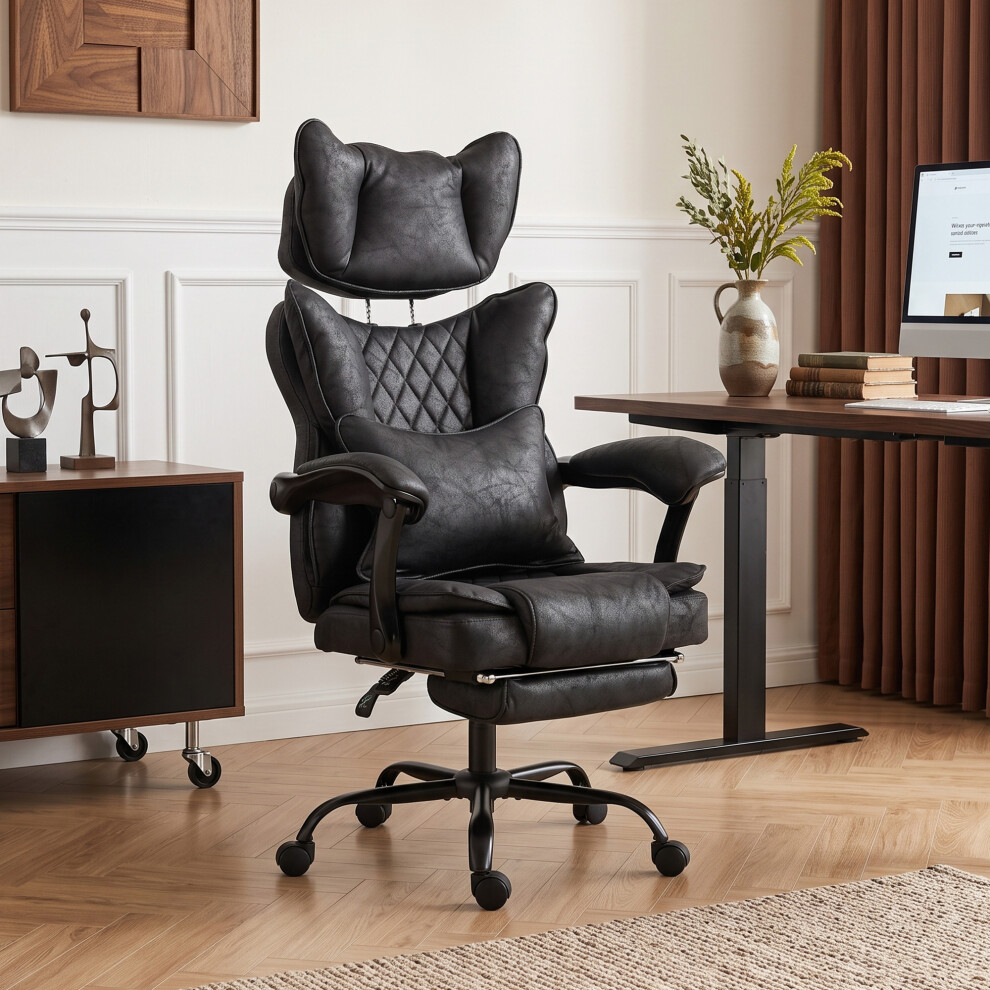 Homcom Big And Tall Office Chair With Lumbar Support, Black