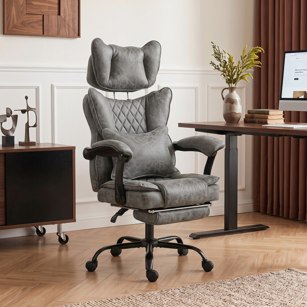 Homcom Big And Tall Office Chair With Lumbar Support, Grey
