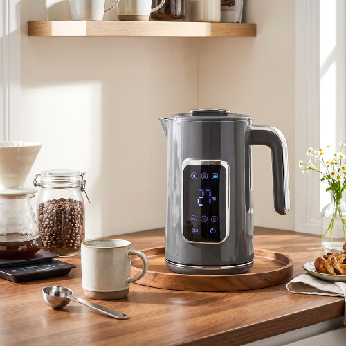 Homcom HOMCOM 1.7L Fast Boil 3000W Electric Kettle with LED Display, Grey 1