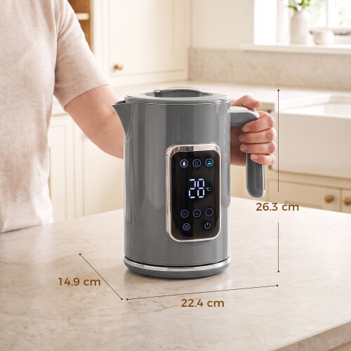 Homcom HOMCOM 1.7L Fast Boil 3000W Electric Kettle with LED Display, Grey 2