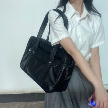 (black) Japanese two-dimensional student JK uniform bag girl PU schoolbag COS wear-resistant waterproof one-shoulder Messenger handbag