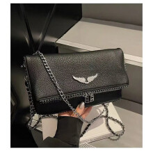 (black) 2026 New French-Style Foreign Trade Classic Fashionable and Versatile Chain Clamshell Cross-Body Messenger Bag for Women with Wi