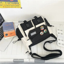 (White No badge) Harajuku Men Nylon Crossbody Bags for Women Messenger Bag Girls School Book Bags Youth Canvas Handbags Shoulder Bag Sac Bolsas