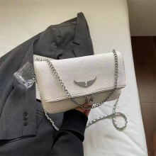 (WHITE) 2026 New French-Style Foreign Trade Classic Fashionable and Versatile Chain Clamshell Cross-Body Messenger Bag for Women with Wi