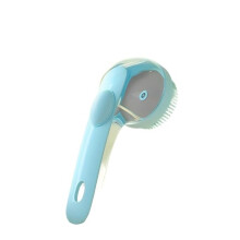 3-in-1 huisdierborstel met shampoodispenser, zachte siliconenborstelharen en massagefunctie, ergonomische handgreep, voor honden en katten, blauw
