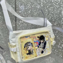 (Yellow and White) New Japan Style Transparent Postcard Display Shoulder Women Badge DIY Decoration Crossbody Bag Anime Expo Class Tote Itabag