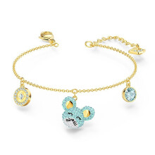 Gold Cartoon Blue Crystal Mouse Charm Bracelet, Sweet Cute Ladies Stackable Wrist Chain 5515770