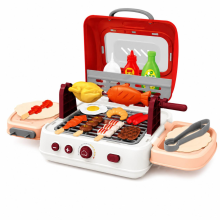 Kids BBQ Grill Playset 28PCS Pretend Cooking Set with Lights, Sound & Safe Smoke Effect Outdoor & Indoor Kitchen RolePlay Toy