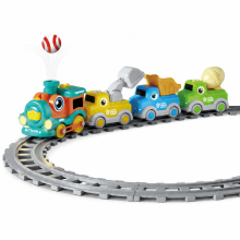 Colourful Train Playset with Track Ball Launcher Construction Cars Educational Toy