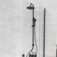 Nes Home Round Shower Mixer Handset & Riser Rail Kit Matte Black