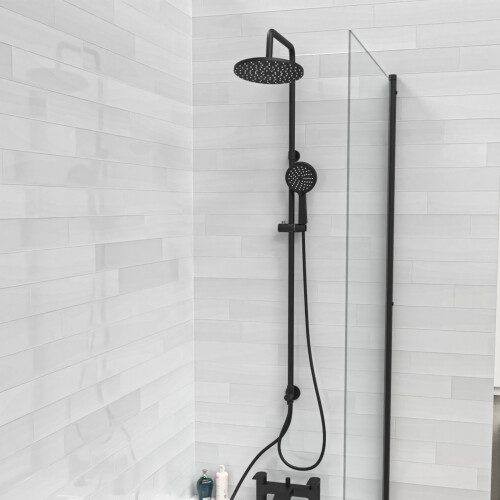 NES Home Nes Home Round Shower Mixer Handset & Riser Rail Kit Matte Black