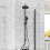 NES Home Nes Home Round Shower Mixer Handset & Riser Rail Kit Matte Black 2