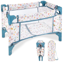 Foldable Baby Doll Crib with Storage Bag Portable Mesh Doll Bed For Dolls, Sturdy Metal Frame Pretend Play