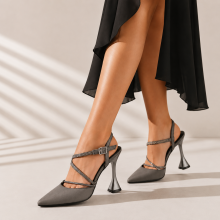 (42, Gray) Strappy Heels Size 34-43