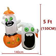 (US regulations) 1.5m Halloween Inflatable Pumpkin Ghost Combo LED Light Outdoor Yard Party Decorations