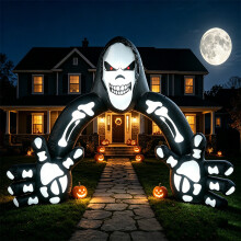 (European regulations) Glowing LED Halloween Inflatable Skull Death Arch for Outdoor Garden Ornaments