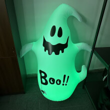 (White Ghost Tumbler (with Integrated Large Light)) Halloween Pumpa Man Uppblåsbar Tumbler Vertikal Fest Vit Spökrekvisita Dekoration