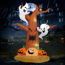 (European regulations) Halloween Uppblåsbar Spökpumpa Trädmodell LED Glödande Utomhusfest Amerikansk Innergård