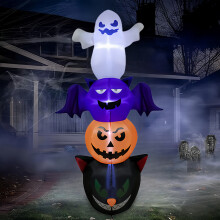 (British regulations) Uppblåsbar Halloween spökfladdermus pumpa svart katt glödande kombination utomhus kuslig dekoration