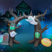 (British regulations) 2.4m Halloween Inflatable Archway Pumpkin Ghost Tombstone Dead Tree LED Glow Yard Decor