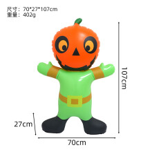 (Pumpkin Devil Little Ghost) Decorazione gonfiabile per Halloween all'aperto a forma di testa di diavolo in PVC a forma di zucca.