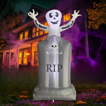 (Australian regulations) 1,8 m Halloween oppblåsbart skjelett som stikker ut fra gravstein LED-glødende skummel hagedekor