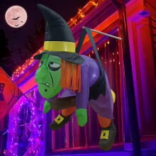 (European regulations) 4FT Halloween Inflatable Witch Ghost LED Glow Yard Party Outdoor Hanging Door Window Deco