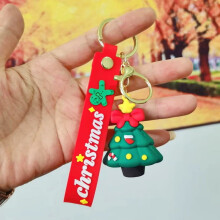 (#twenty three) Multi PVC Cartoon Christmas Tree DIY Keychain Kit with Ornaments Plush Toys Small Gifts
