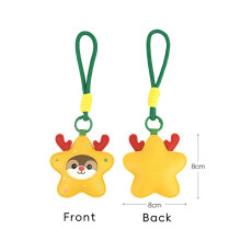(Christmas Star Reindeer (with lanyard)) Set regalo di portachiavi natalizi creativi con albero, renne e stelle in pelle sintetica.