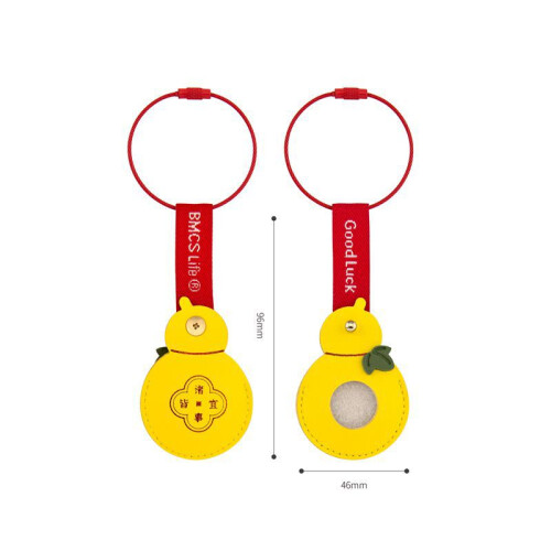 (gourd) Chinese Style Lucky Keychain Creative Key Ring Leather Card Holder AirTag Case Practical Gift