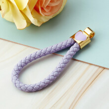 (Heart-shaped light purple rope - no buttons) Pärlhjärta Turväska Bilnyckelring Dam Söt Kreativ Väska Hängsmycke Metallnyckelring Ring Gåva