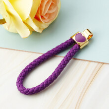 (Heart-shaped rope, dark purple, without buttons) Pearl Heart Lucky Bag Car Keychain Women's Cute Creative Bag Pendant Metal Keychain Ring Gift