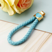 (Blue heart-shaped rope - no buttons) Pearl Heart Lucky Bag Car Keychain Women's Cute Creative Bag Pendant Metal Keychain Ring Gift