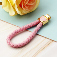(Pink Heart-Shaped Rope - No Buttons) Chinese Lucky Bucket Treasure Bowl Car Keychain Bag Pendant for Women Cute Creative Metal Gift