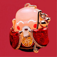 (Longevity God) Chinese Lucky Bucket Treasure Bowl Car Keychain Bag Pendant for Women Cute Creative Metal Gift