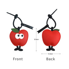 (apple) Christmas Tree Apple Keychain Cute Cartoon PU Leather Pendant New Year Ornament Gift