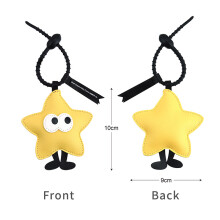 (Five-pointed star) Weihnachtsbaum-Apfel-Schlüsselanhänger, niedlicher Cartoon-Anhänger aus PU-Leder, Neujahrsgeschenk