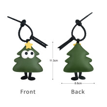 (Christmas tree) Brelok do kluczy z motywem jabłka w kształcie choinki, słodka kreskówka, skórzana zawieszka z PU, ozdoba na nowy rok