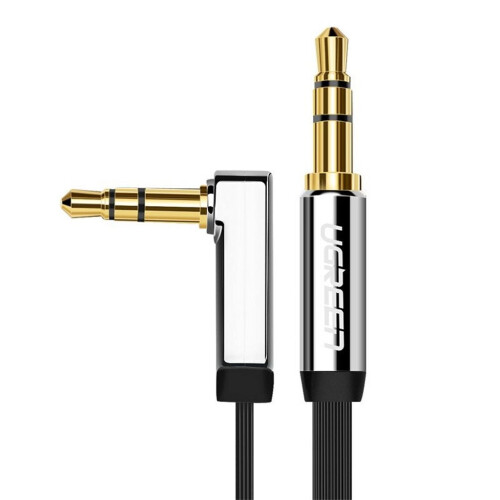 Cablu AUX Ugreen, unghiular, 3,5 mm, 2 m - Argintiu