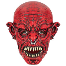 (40309) Red Devil Latex Halloween Mask Headgear for Bar Party Prank Escape Room Game