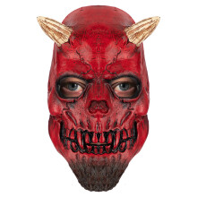 (40131-3) Red Devil Latex Halloween Mask Headgear for Bar Party Prank Escape Room Game