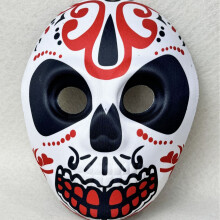 (Red Single-Head Mask) Mexican Halloween Skull Mask Digital Print Cosplay Party Decoration Atmosphere Ghost Face