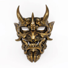 (Resin Red Warrior Bronze) Hannya-Maske aus Kunstharz, Maskerade-Teufel, japanischer Dämonenkönig, Hundert Dämonen, Halloween-Kostümrequisiten