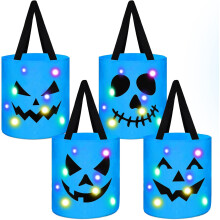 (Blue) 4 Stück leuchtende, bunte Halloween-Süßigkeitentüten
