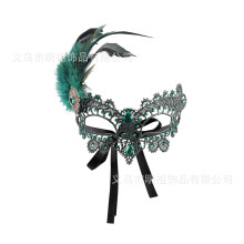 (green) Halloween Princess Costume Lace Gold Foil Hollow Half Face Sexy Eye Mask for Women Party
