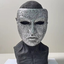 (Resin Baldwin IV patterned design, 20*16.5cm) Resin Hannya Mask Masquerade Devil Japanese Demon King Hundred Demons Halloween Costume Props