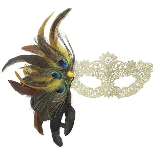 (black) Venice Carnival Feather Lace Half-Face Masquerade Mask Halloween 2