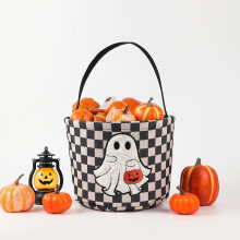 (Black) Halloween-Eimer, Süßigkeitenkorb für Kinder, Mädchen und Jungen, Halloween-Süßigkeiteneimer, Geschenkkorb aus Canvas, Kürbis