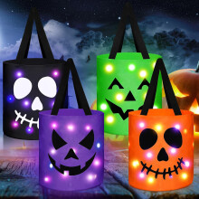 (Colorful) 4 Stück leuchtende, bunte Halloween-Süßigkeitentüten